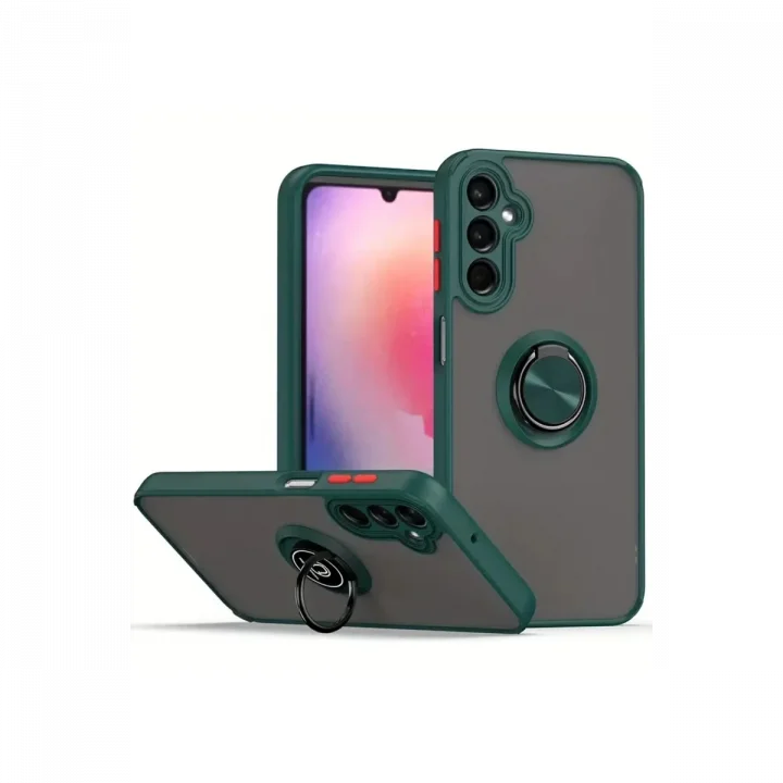 Mey İthalat®  Samsung Galaxy A26 Kılıf Montreal Yüzüklü Silikon Kapak - Yeşil