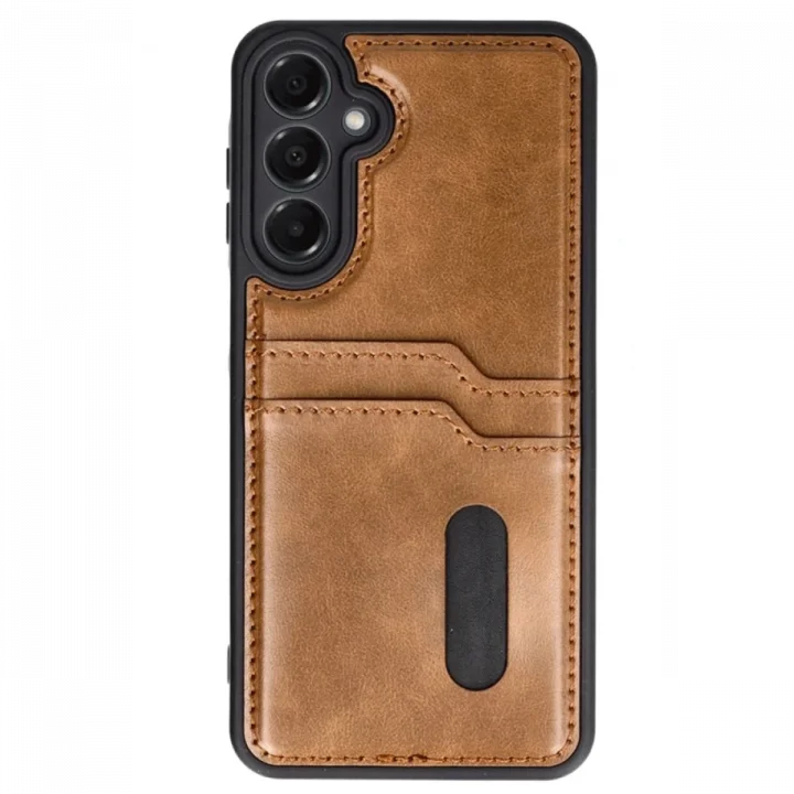 Mey İthalat®  Samsung Galaxy A26 Kılıf Sara Kartvizitli Deri Kılıf - Taba