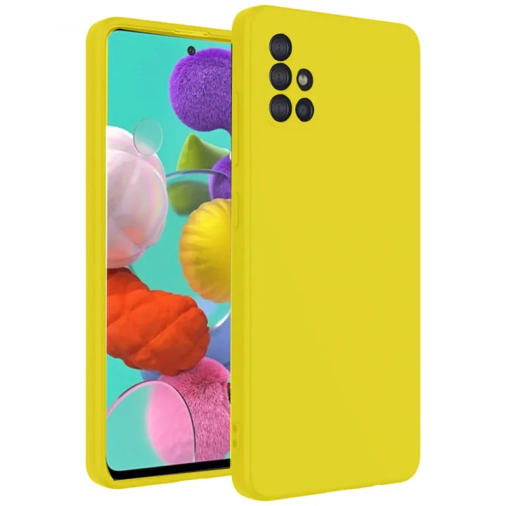 Mey İthalat®  Samsung Galaxy A31 Kılıf Nano içi Kadife Silikon - Sarı