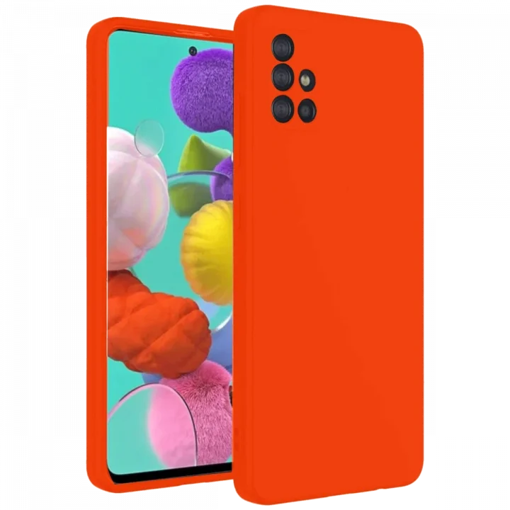 Mey İthalat®  Samsung Galaxy A31 Kılıf Nano içi Kadife Silikon - Turuncu