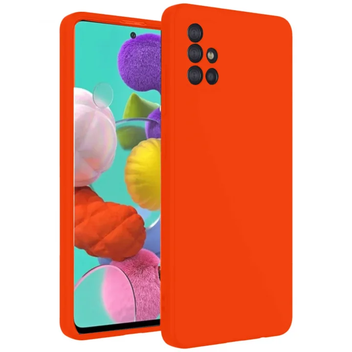 Mey İthalat®  Samsung Galaxy A31 Kılıf Nano içi Kadife Silikon - Turuncu