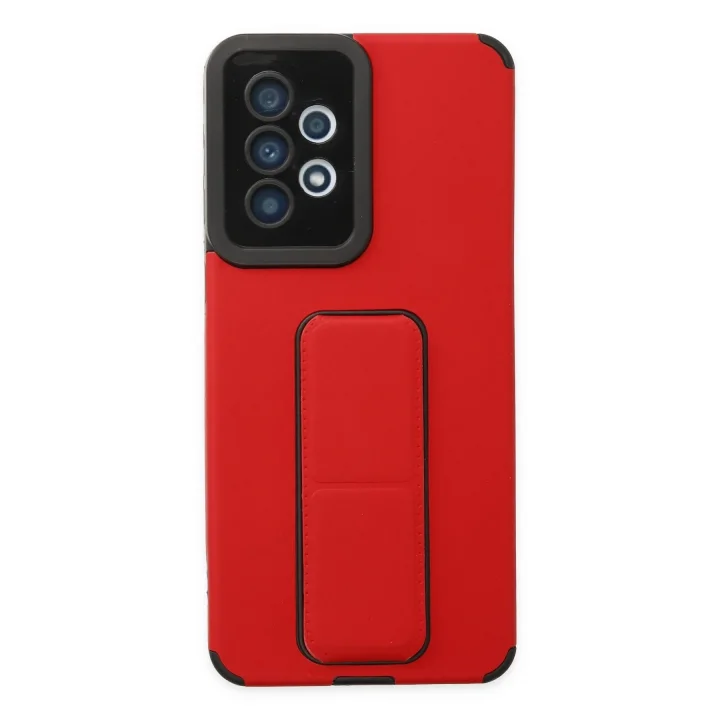 Mey İthalat®  Samsung Galaxy A33 5G Kılıf Mega Standlı Silikon - Kırmızı