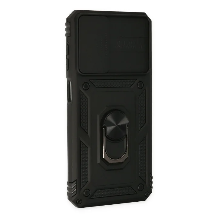 Mey İthalat®  Samsung Galaxy A33 5G Kılıf Pars Lens Yüzüklü Silikon - Siyah