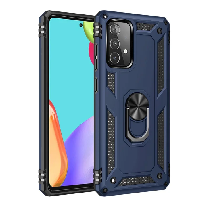 Mey İthalat®  Samsung Galaxy A33 5G Kılıf Sofya Yüzüklü Silikon Kapak - Lacivert