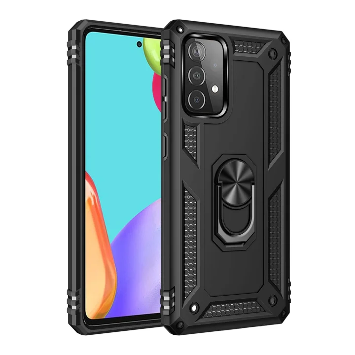 Mey İthalat®  Samsung Galaxy A33 5G Kılıf Sofya Yüzüklü Silikon Kapak - Siyah