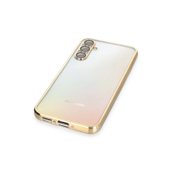 Mey İthalat®  Samsung Galaxy A34 5G Kılıf  Lensli Silikon - Gold