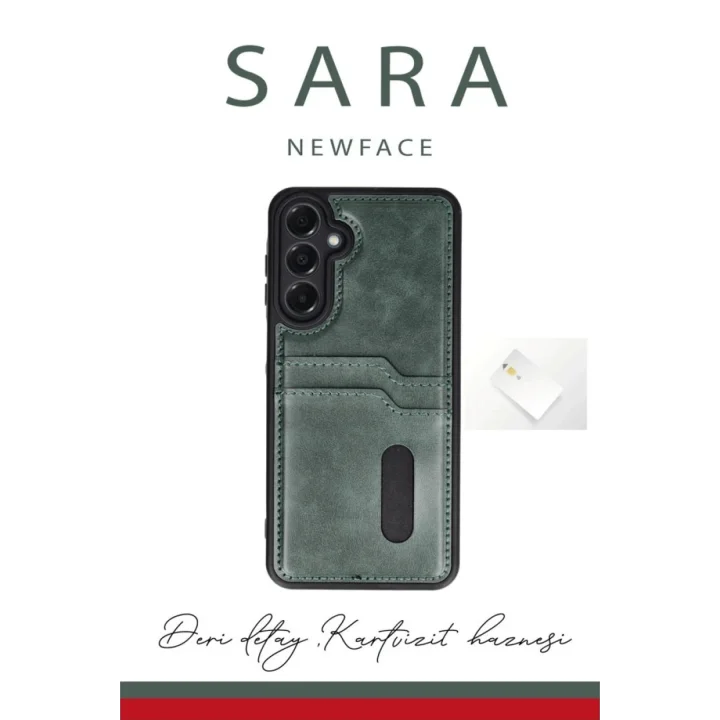 Mey İthalat®  Samsung Galaxy A35 5G Kılıf Sara Kartvizitli Deri Kılıf - Siyah