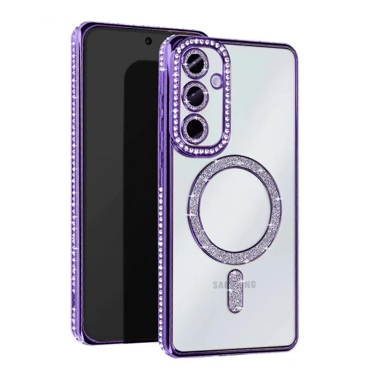 Mey İthalat®  Samsung Galaxy A36 Joke Simli Magneticsafe Kılıf - Derin Mor