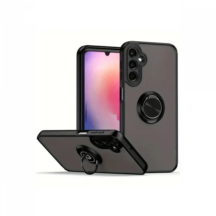 Mey İthalat®  Samsung Galaxy A36 Kılıf Montreal Yüzüklü Silikon Kapak - Siyah