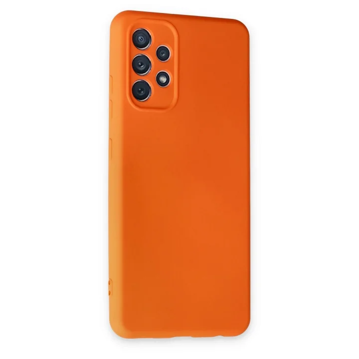 Mey İthalat®  Samsung Galaxy A52 Kılıf Nano içi Kadife Silikon - Turuncu