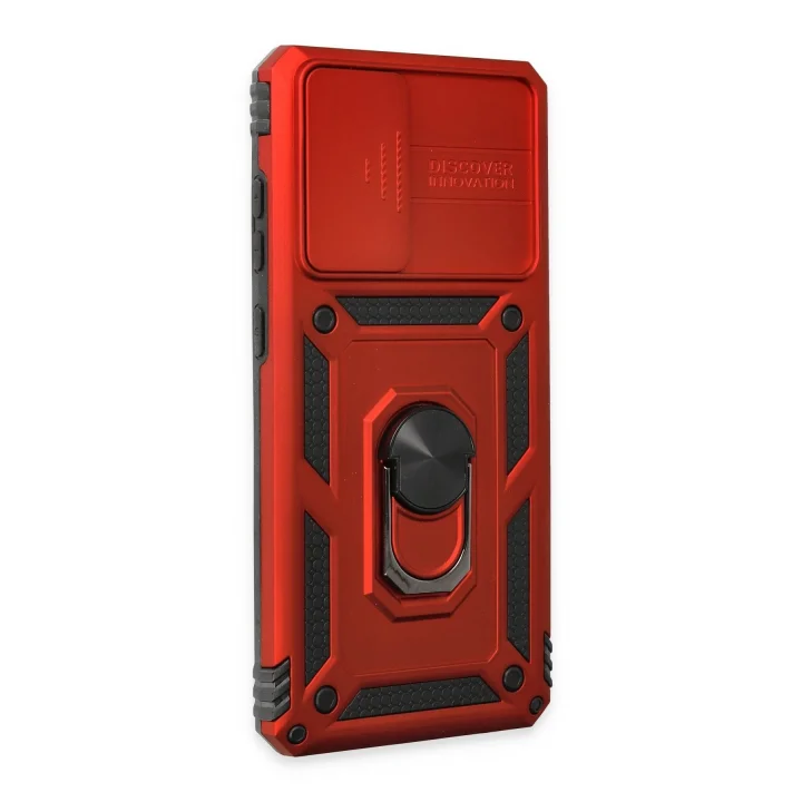 Mey İthalat®  Samsung Galaxy A52 Kılıf Pars Lens Yüzüklü Silikon - Kırmızı