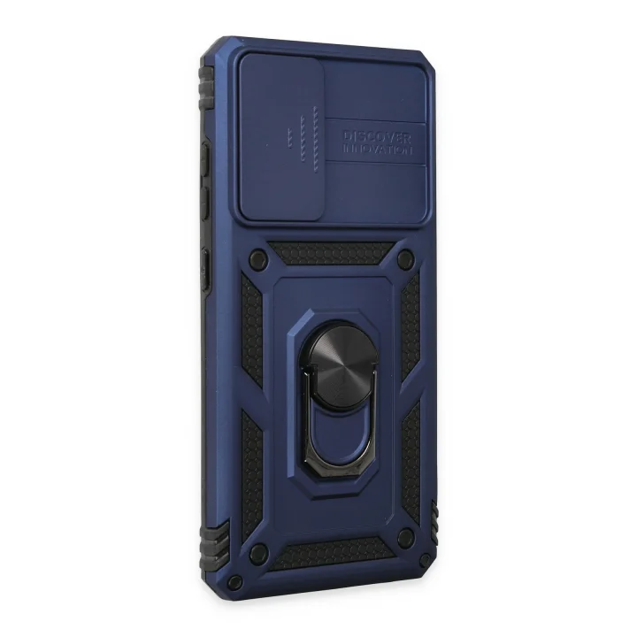 Mey İthalat®  Samsung Galaxy A52 Kılıf Pars Lens Yüzüklü Silikon - Lacivert