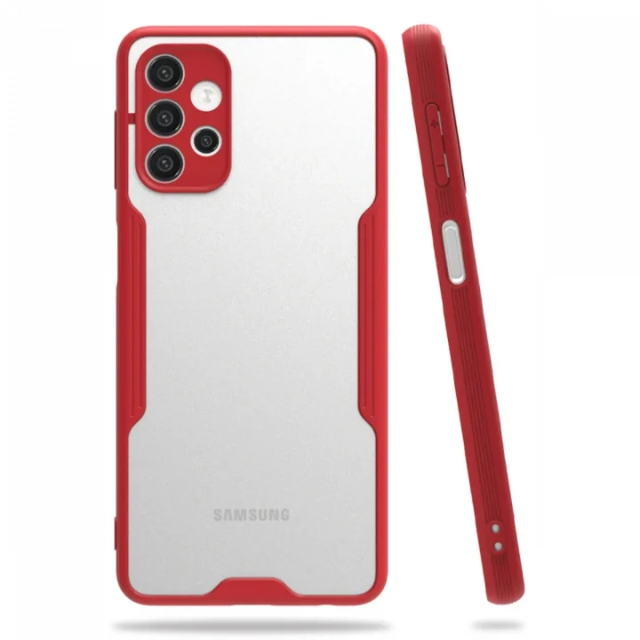 Mey İthalat®  Samsung Galaxy A52 Kılıf Platin Silikon - Kırmızı