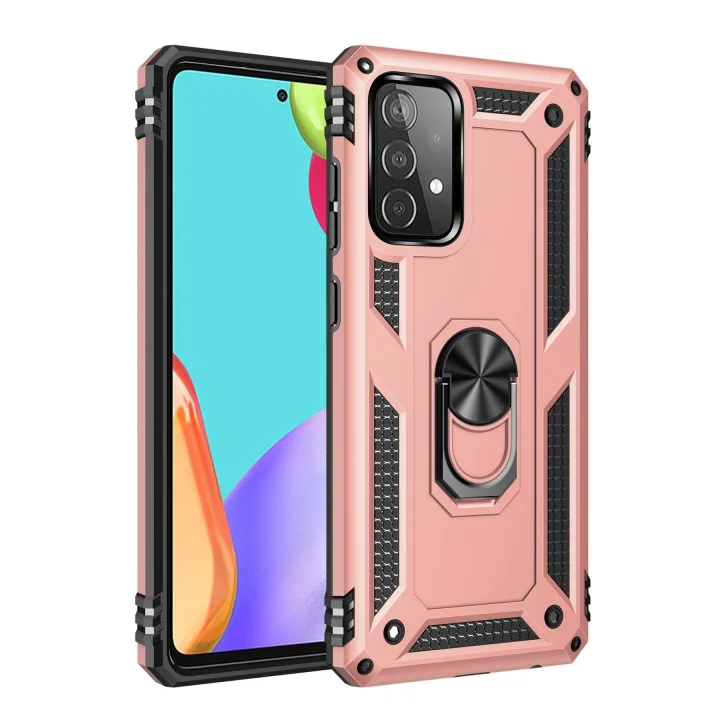 Mey İthalat®  Samsung Galaxy A52 Kılıf Sofya Yüzüklü Silikon Kapak - Rose