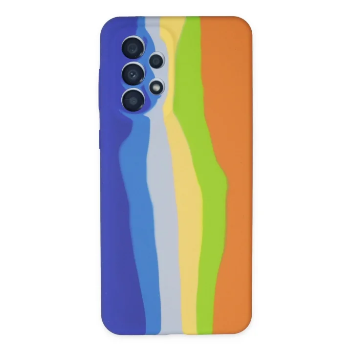 Mey İthalat®  Samsung Galaxy A53 5G Kılıf Ebruli Lansman Silikon - Mavi-Turuncu