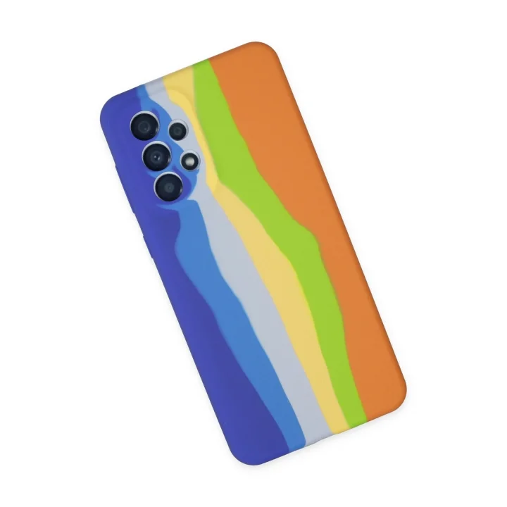 Mey İthalat®  Samsung Galaxy A53 5G Kılıf Ebruli Lansman Silikon - Mavi-Turuncu