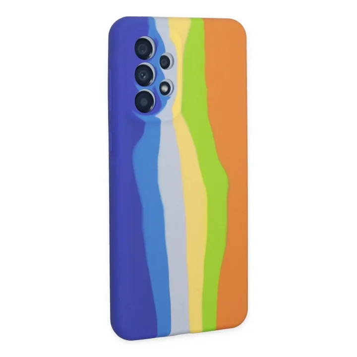 Mey İthalat®  Samsung Galaxy A53 5G Kılıf Ebruli Lansman Silikon - Mavi-Turuncu