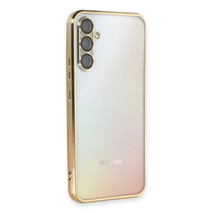 Mey İthalat®  Samsung Galaxy A54 5G Kılıf  Lensli Silikon - Gold