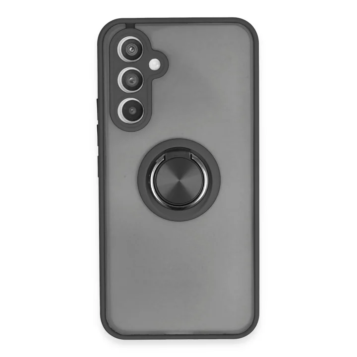Mey İthalat®  Samsung Galaxy A54 5G Kılıf Montreal Yüzüklü Silikon Kapak - Siyah