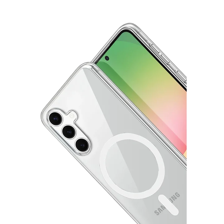 Mey İthalat®  Samsung Galaxy A55 5G Combo Sert Şeffaf Magsafe Kapak - Şeffaf