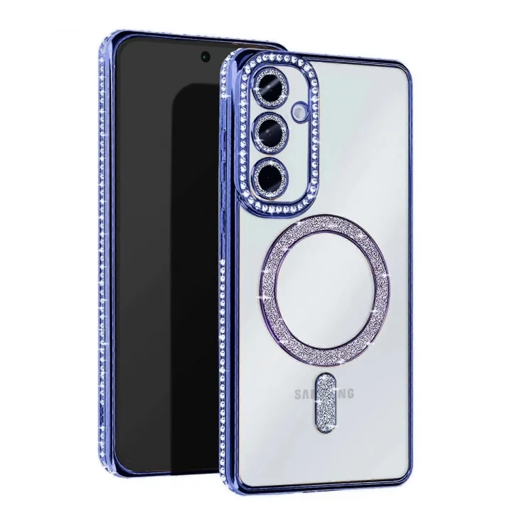 Mey İthalat®  Samsung Galaxy A55 5G Joke Simli Magneticsafe Kılıf - Mavi