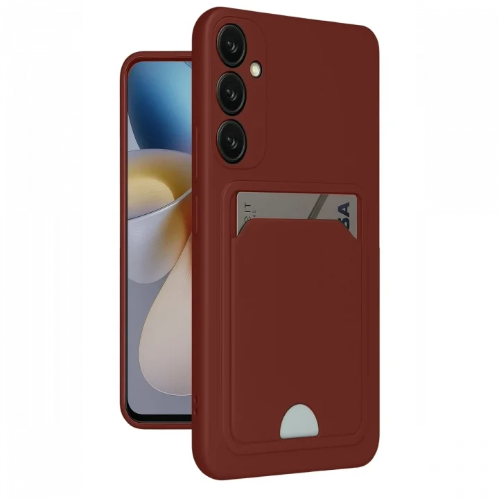 Mey İthalat®  Samsung Galaxy A55 5G Kılıf Kelvin Kartvizitli Silikon - Bordo