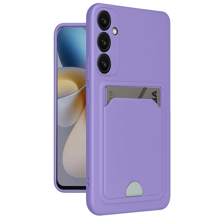 Mey İthalat®  Samsung Galaxy A55 5G Kılıf Kelvin Kartvizitli Silikon - Lila