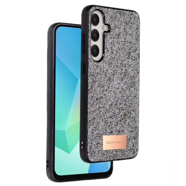 Mey İthalat®  Samsung Galaxy A56 Bright Simli Kapak - Gümüş