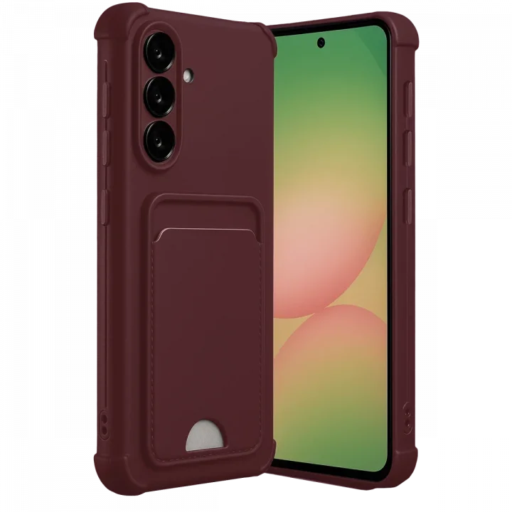 Mey İthalat®  Samsung Galaxy A56 Kılıf Kelvin Kartvizitli Silikon - Bordo