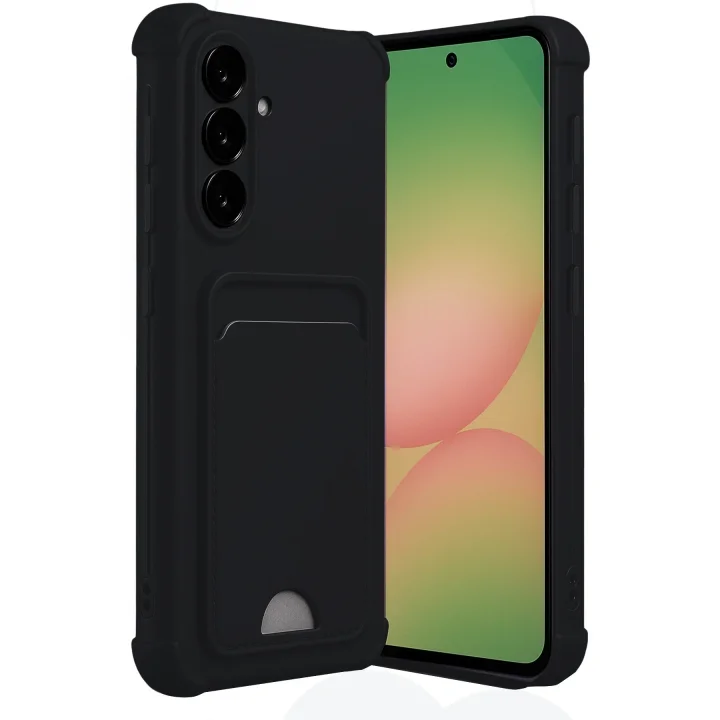 Mey İthalat®  Samsung Galaxy A56 Kılıf Kelvin Kartvizitli Silikon - Siyah