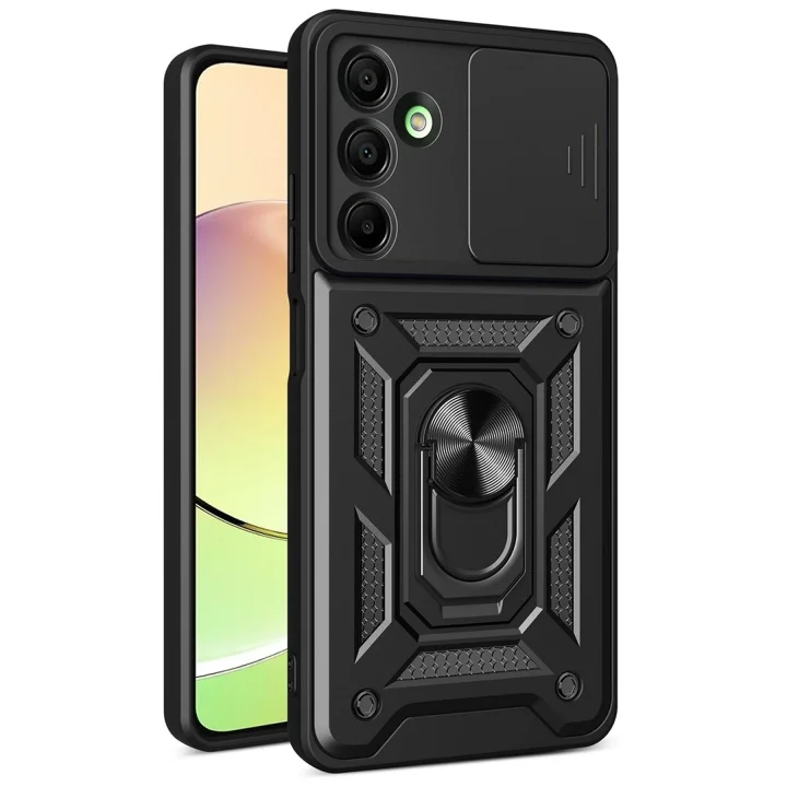 Mey İthalat®  Samsung Galaxy A56 Kılıf Pars Lens Yüzüklü Silikon - Siyah