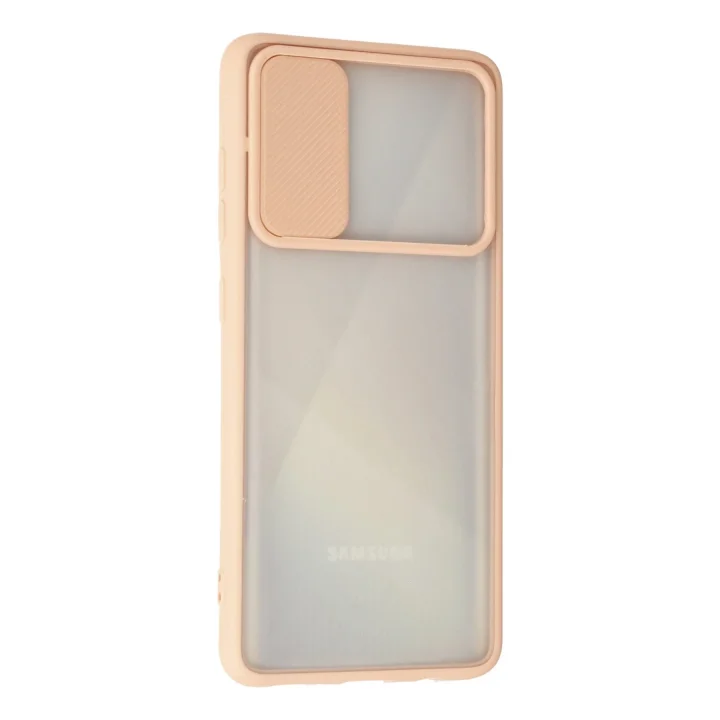 Mey İthalat®  Samsung Galaxy A71 Kılıf Palm Buzlu Kamera Sürgülü Silikon - Pembe