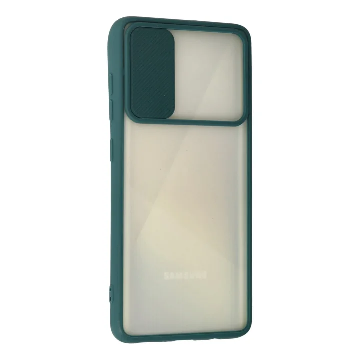 Mey İthalat®  Samsung Galaxy A71 Kılıf Palm Buzlu Kamera Sürgülü Silikon - Yeşil