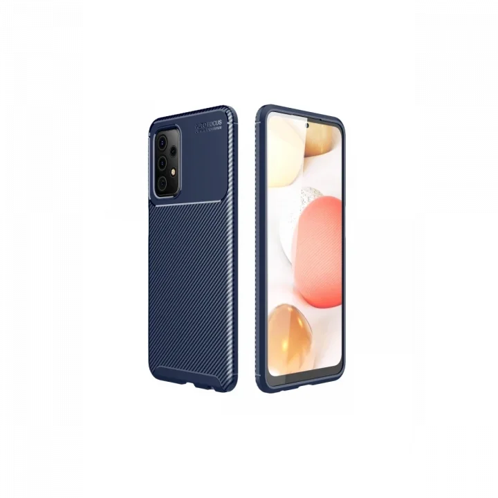Mey İthalat®  Samsung Galaxy A72 Kılıf Auto Focus Karbon Kapak - Lacivert