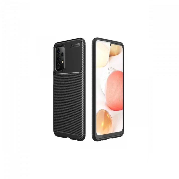 Mey İthalat®  Samsung Galaxy A72 Kılıf Auto Focus Karbon Kapak - Siyah