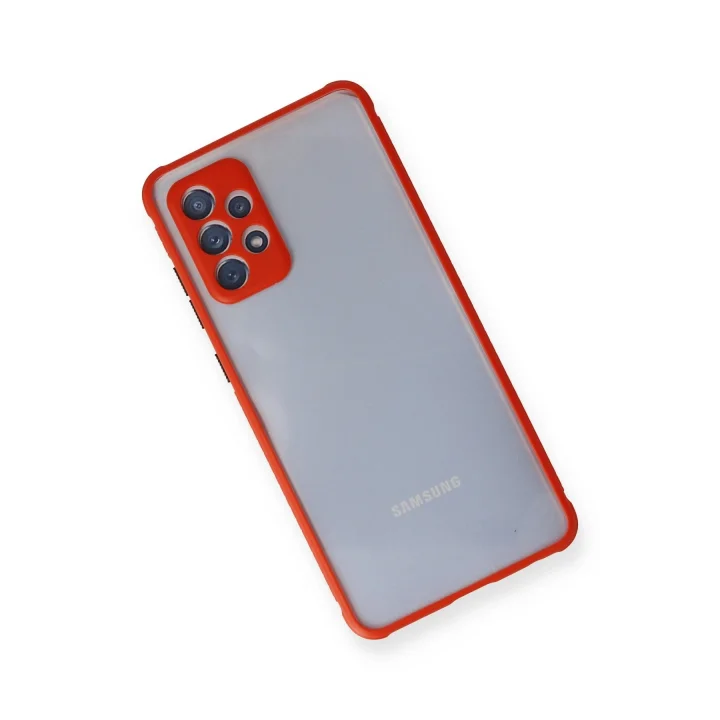 Mey İthalat®  Samsung Galaxy A72 Kılıf Miami Şeffaf Silikon - Kırmızı