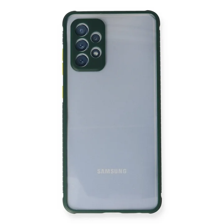Mey İthalat®  Samsung Galaxy A72 Kılıf Miami Şeffaf Silikon - Koyu Yeşil