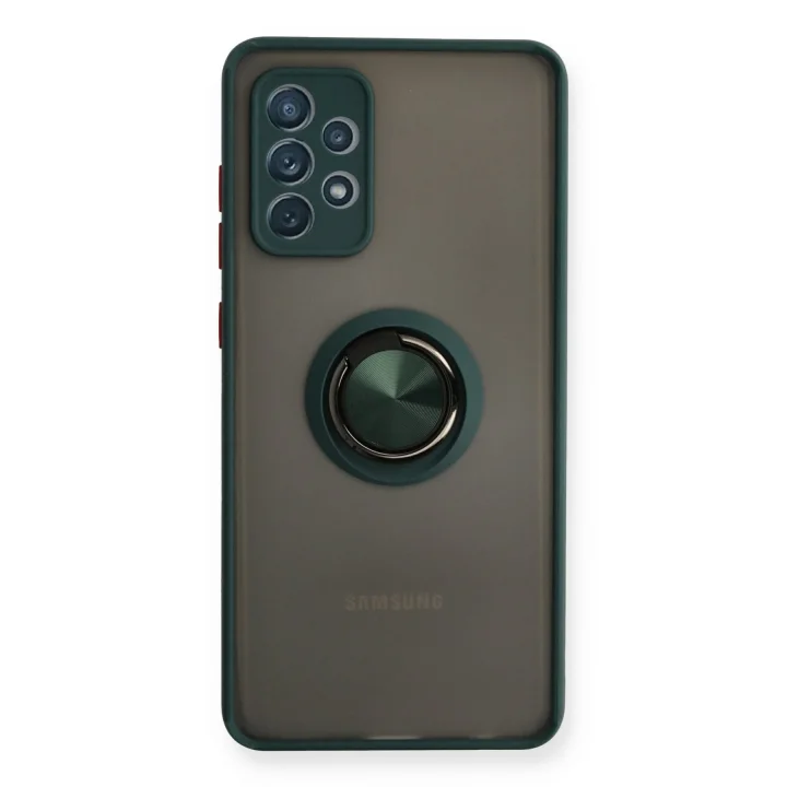 Mey İthalat®  Samsung Galaxy A72 Kılıf Montreal Yüzüklü Silikon Kapak - Yeşil