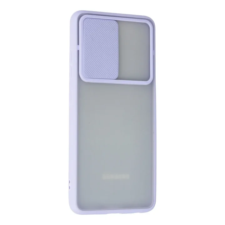 Mey İthalat®  Samsung Galaxy A72 Kılıf Palm Buzlu Kamera Sürgülü Silikon - Lila