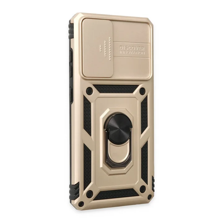 Mey İthalat®  Samsung Galaxy A72 Kılıf Pars Lens Yüzüklü Silikon - Gold