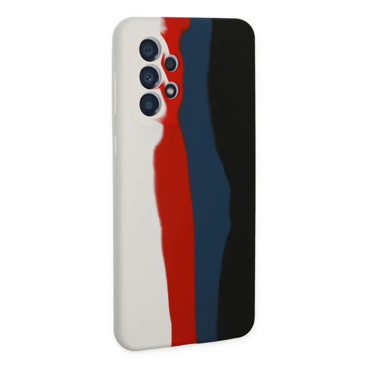 Mey İthalat®  Samsung Galaxy A73 5G Kılıf Ebruli Lansman Silikon - Beyaz-Siyah