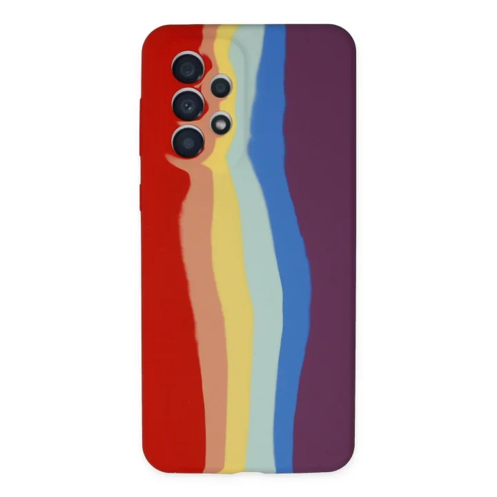 Mey İthalat®  Samsung Galaxy A73 5G Kılıf Ebruli Lansman Silikon - Kırmızı-Mor