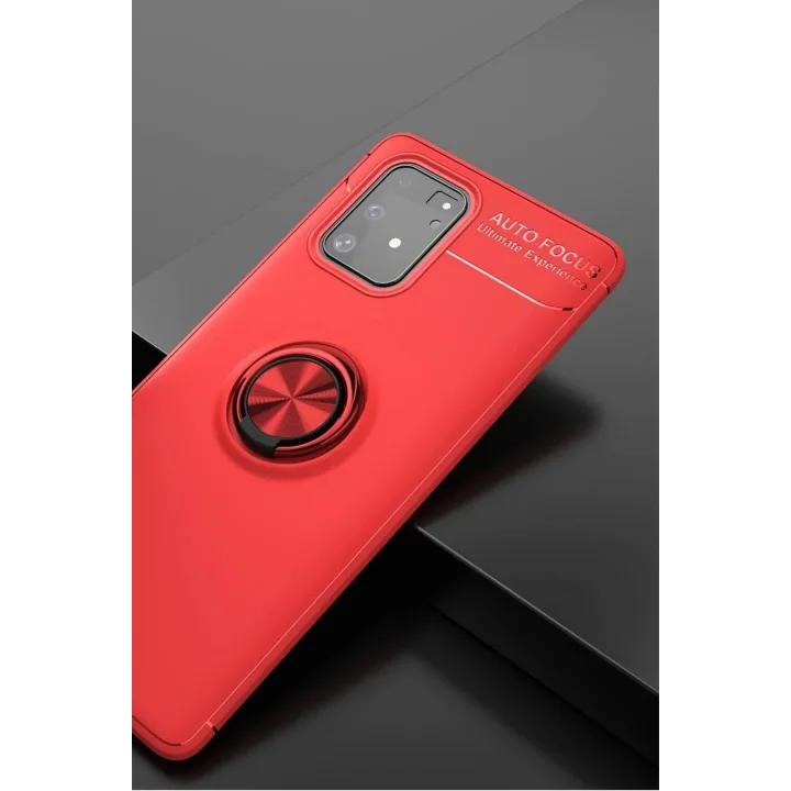 Mey İthalat®  Samsung Galaxy A91 / S10 Lite Kılıf Range Yüzüklü Silikon - Kırmızı