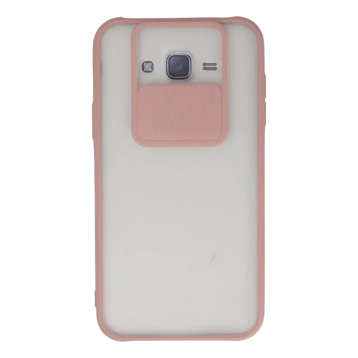 Mey İthalat®  Samsung Galaxy J7 Kılıf Palm Buzlu Kamera Sürgülü Silikon - Pembe