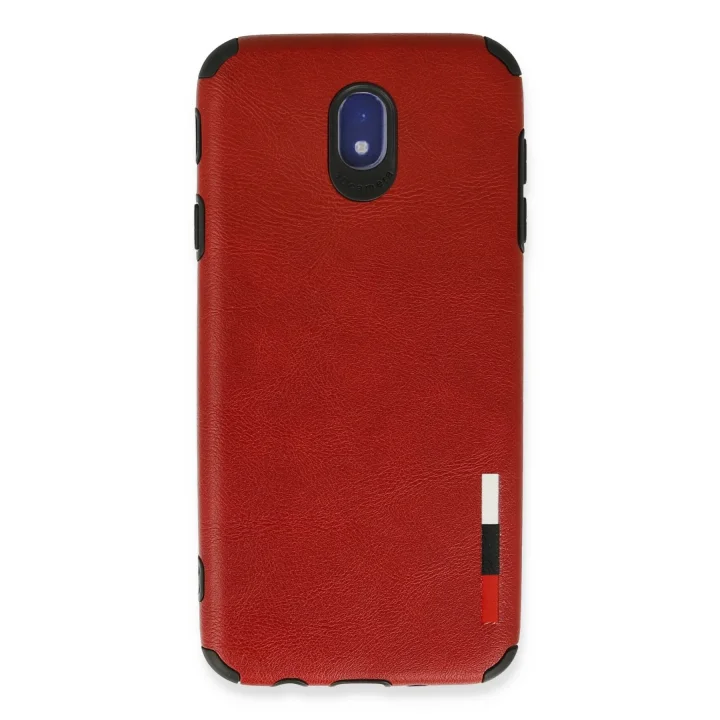 Mey İthalat®  Samsung Galaxy J7 Pro / J730 Kılıf Loop Deri Silikon - Kırmızı