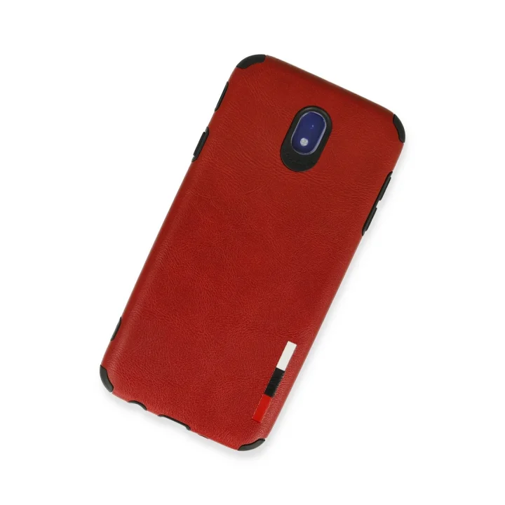 Mey İthalat®  Samsung Galaxy J7 Pro / J730 Kılıf Loop Deri Silikon - Kırmızı