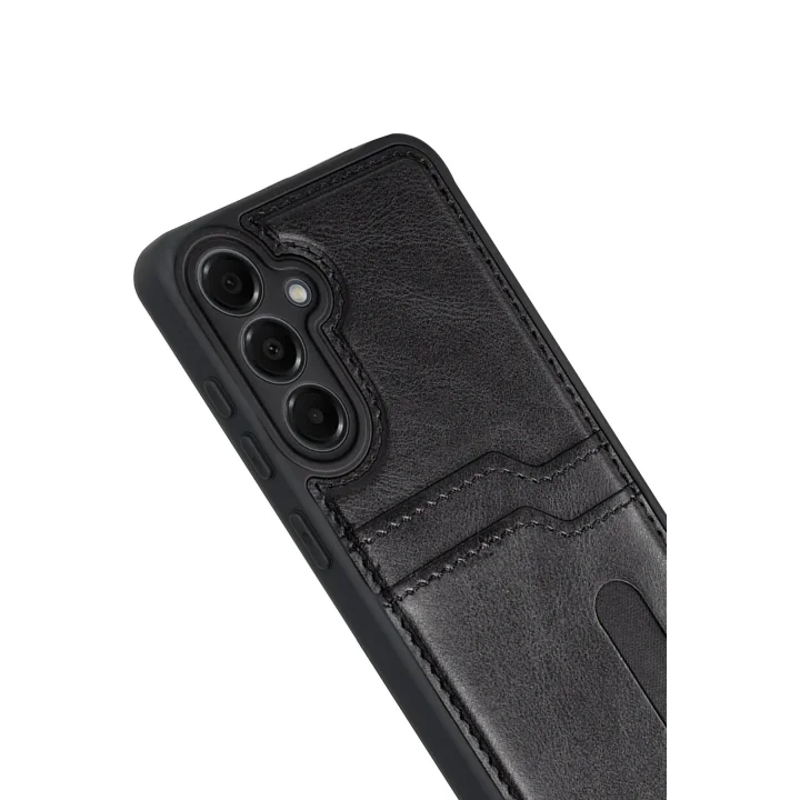 Mey İthalat®  Samsung Galaxy M15 Sara Kartvizitli Deri Kılıf - Siyah