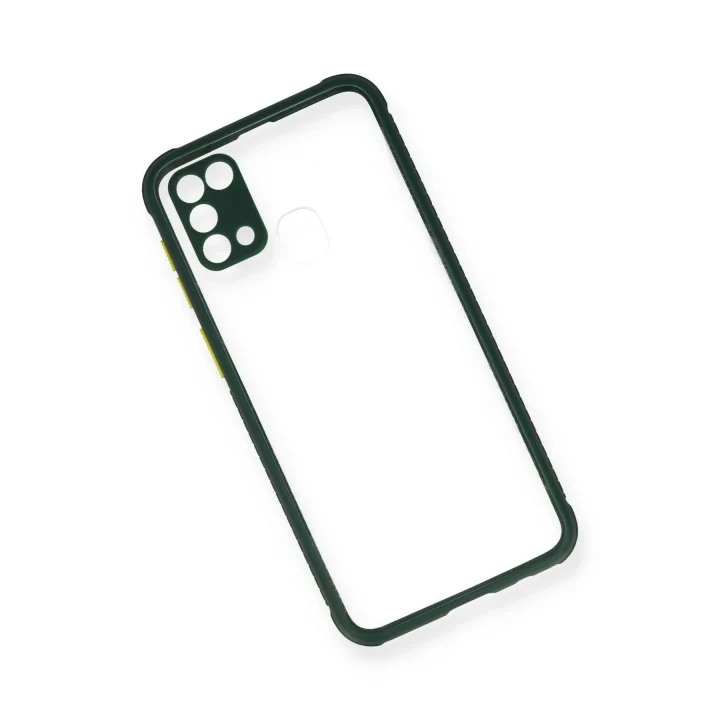 Mey İthalat®  Samsung Galaxy M31 Kılıf Miami Şeffaf Silikon - Koyu Yeşil