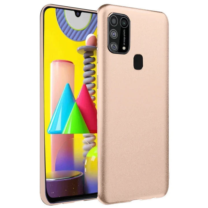 Mey İthalat®  Samsung Galaxy M31 Kılıf Nano içi Kadife Silikon - Pudra