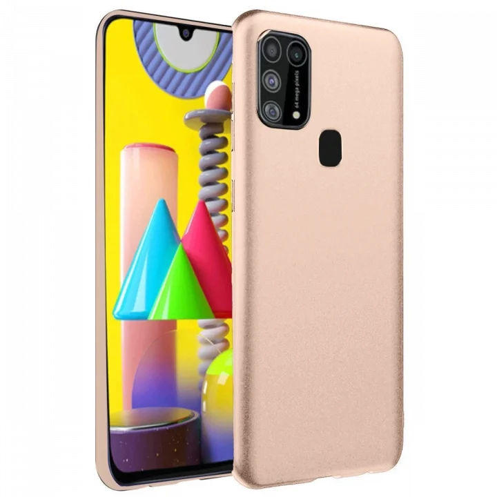 Mey İthalat®  Samsung Galaxy M31 Kılıf Nano içi Kadife Silikon - Pudra